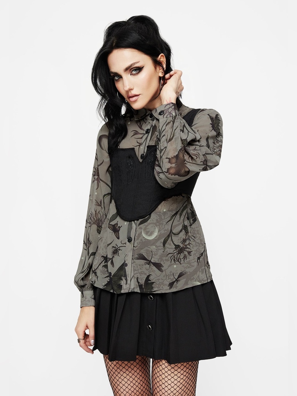 Disturbia Gloriana Floral Print Chiffon Shirt US 6 / UK 10 - Picture 6 of 9